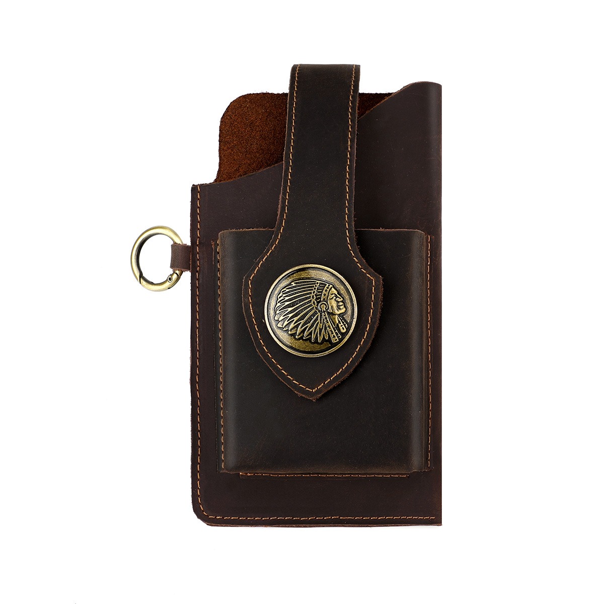 Leather Edc. Carry Pouch - 남성용 가죽 벨트 루프 휴대폰 파우치,