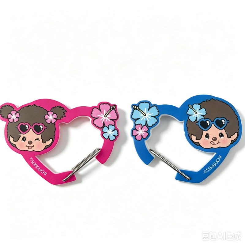 Carabiner Keychain - 2개 1세트, 몬치치 캐릭터의 귀여운 아크릴
