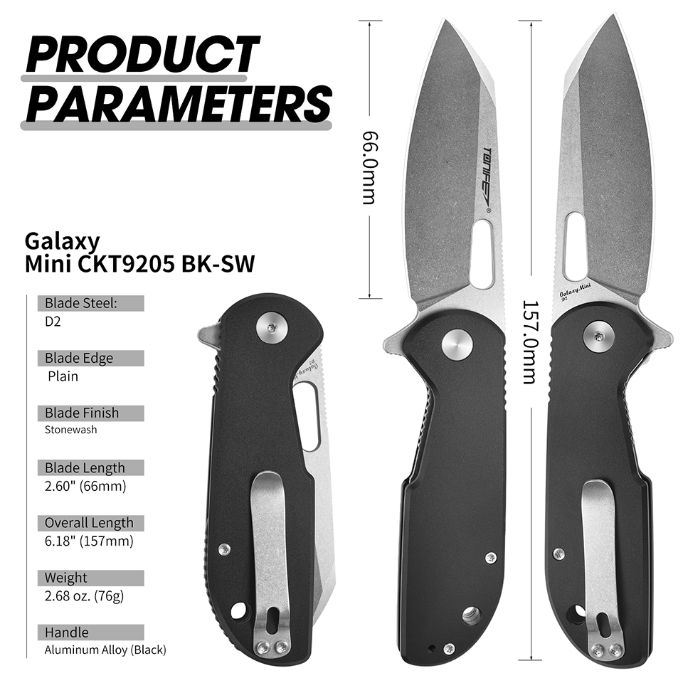 Edc Concealed Carry Knife - TONIFE 갤럭시 미니 CKT9205 접이식 칼,