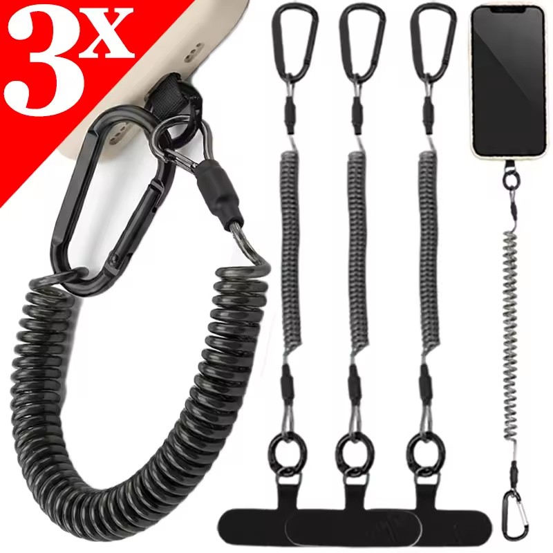 Carabiner Keychain - 분실 방지 플렉시블 폰 스트랩, 스프링식