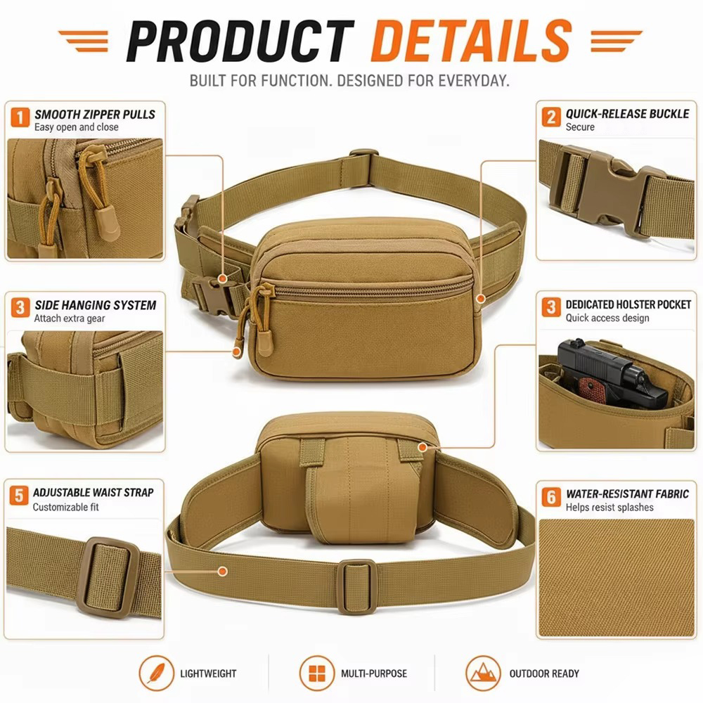 은닉 휴대용 권총 가방, 도난 방지 권총 힙백, 전술  - Edc Concealed Carry Fanny Pack 리뷰 및 가격