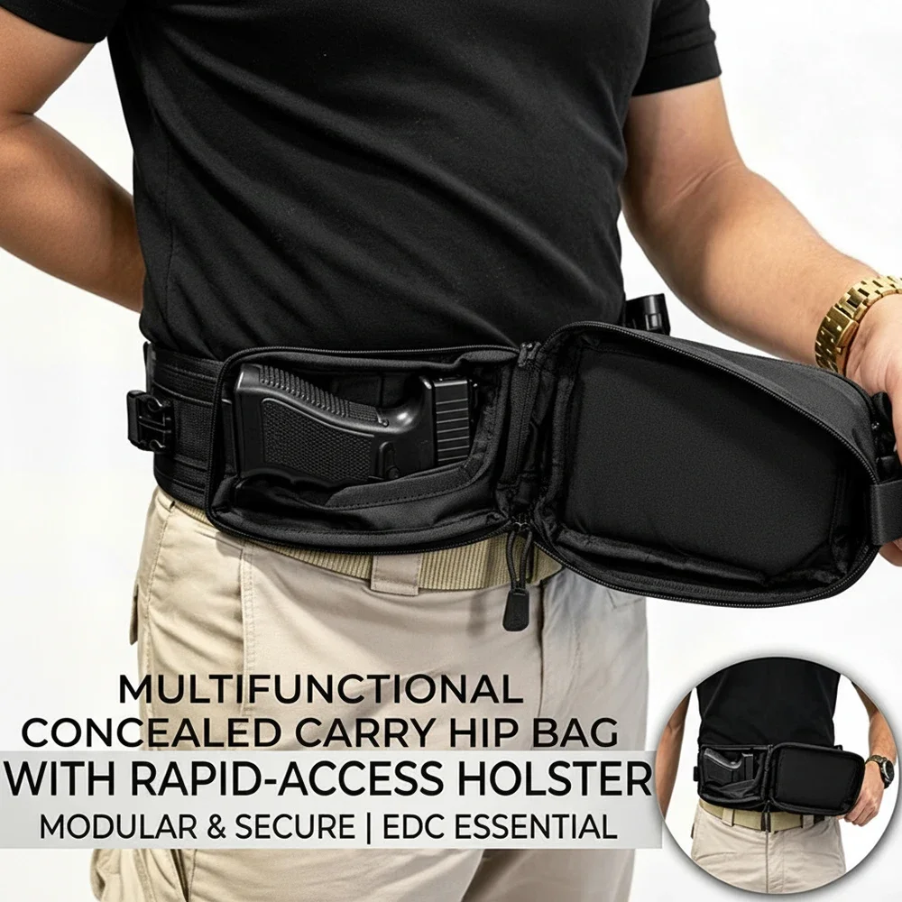 남성용 전술 허리 가방, 권총 파우치 포함, 숨겨진 총 - Edc Concealed Carry Fanny Pack 리뷰 및 가격
