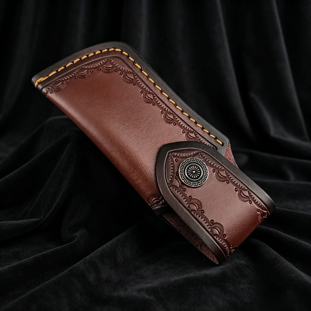 수집용 엠보싱 처리된 천연 가죽 나이프 케이스 브라운  - Leather Edc. Carry Pouch 리뷰 및 가격